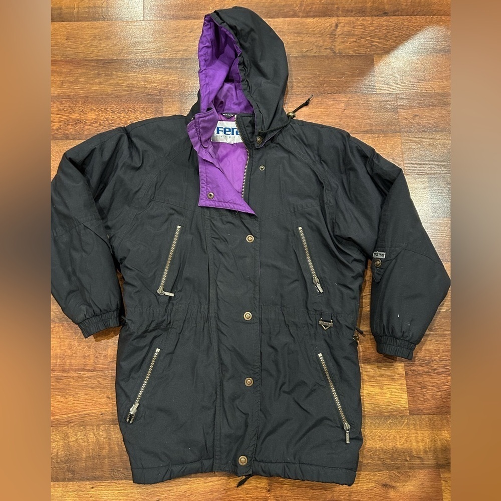 Vintage Fera Skiwear Ladies Ski Coat Jacket Snow  Size 8 Black